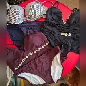 Stylish Swimwear Sets in Black, Burgundy, and Striped bikini tankini swim beach